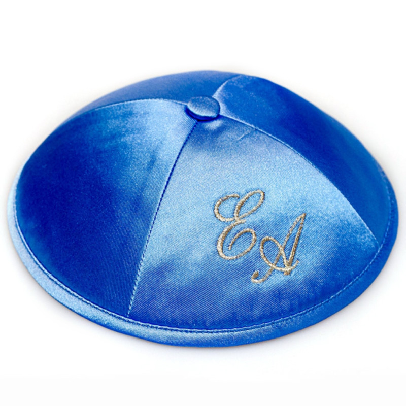 Kippa Satin bleu électrique 