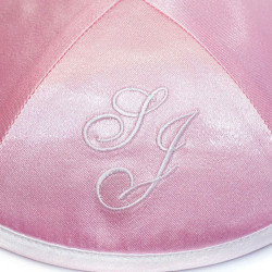 Kippa Satin rose et blanc