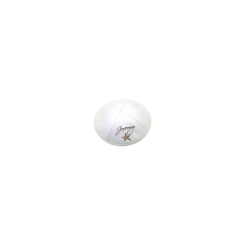 Kippa cuir blanc