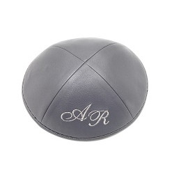 Kippa cuir gris