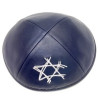 Kippa cuir bleu marine