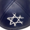 Kippa cuir bleu marine