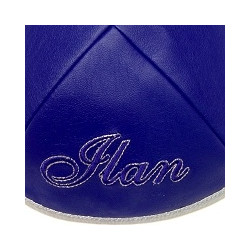 Kippa cuir bleu roi