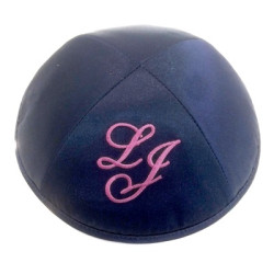 Kippa satin bleu marine