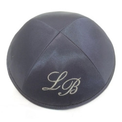 Kippa satin gris foncé