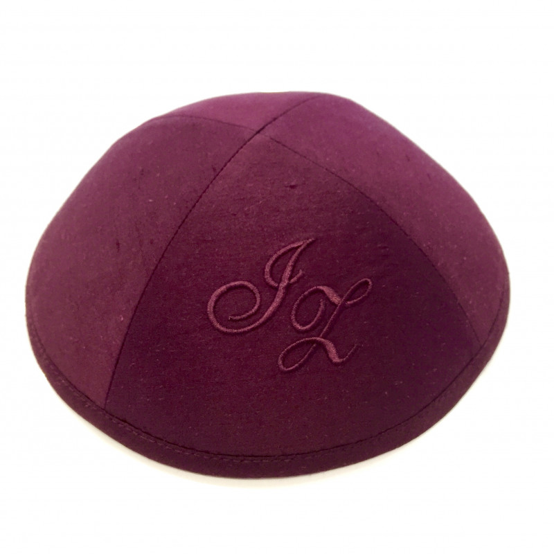 Kippa Soie sauvage Bordeaux