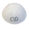 Kippa lin blanc - COMPRIS DOUBLE PERSONNALISATION