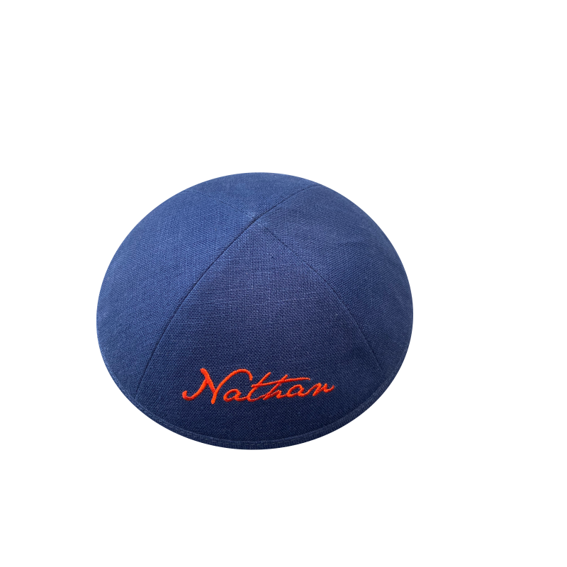 Kippa Lin bleu marine - COMPRIS DOUBLE PERSONNALISATION