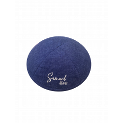 Kippa Lin bleu Jeans - COMPRIS DOUBLE PERSONNALISATION