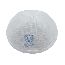 Kippa en lin blanc personnalisable pour Brit Mila